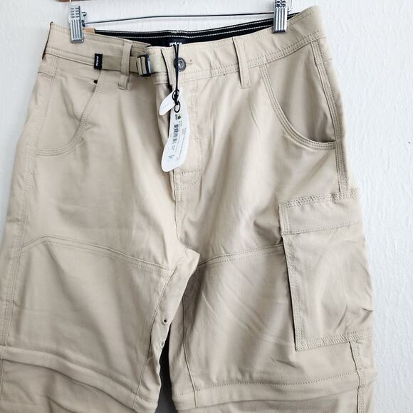 NEW Prana Stretch Zion Durable Convertible Men's Tan Cargo Pants Sandbar Tan - Picture 8 of 14